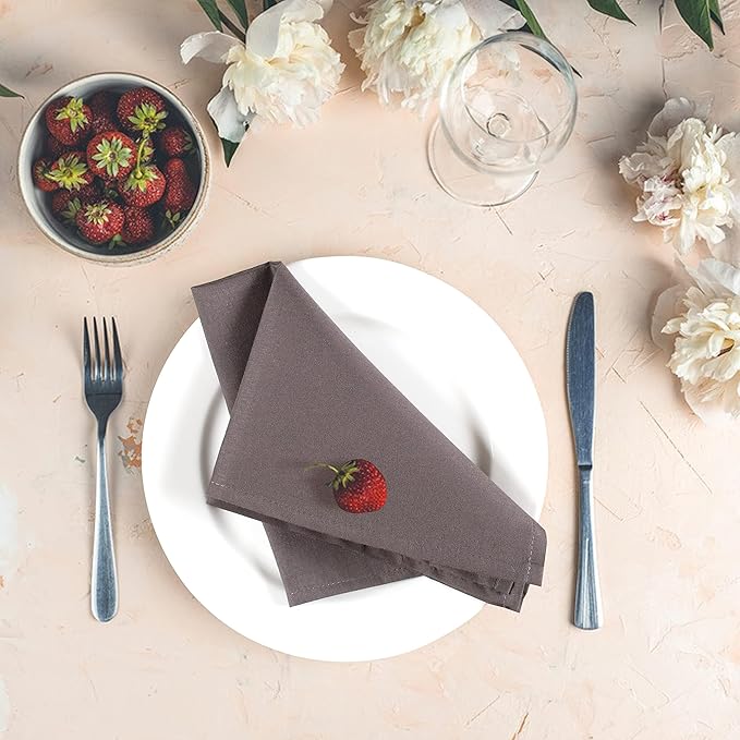 Hemmed Edge Cloth Dinner Napkins Set of 12 18x18 Inches - Charcoal, Soft Spring Basket Décor Dinning Table Linen Napkin Ideal for Kitchen, Easter, Wedding | Decorative Washable Banquet Event Napkin