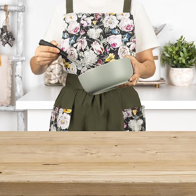 NEOVIVA Kitchen Aprons for Women with Pockets,Cooking Aprons for Women,Vintage Apron for Baking Gardening,Gifts for Mothers
