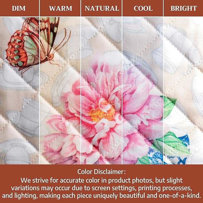Maison d' Hermine 100% Cotton Oven Mitt & Pot Holder Set (7.5"x13" & 8"x8") Heat Resistant BBQ Cooking Gloves with Loop Baking Grilling Kitchen Gifts for Mothers Day Spring/Summer (Canton)
