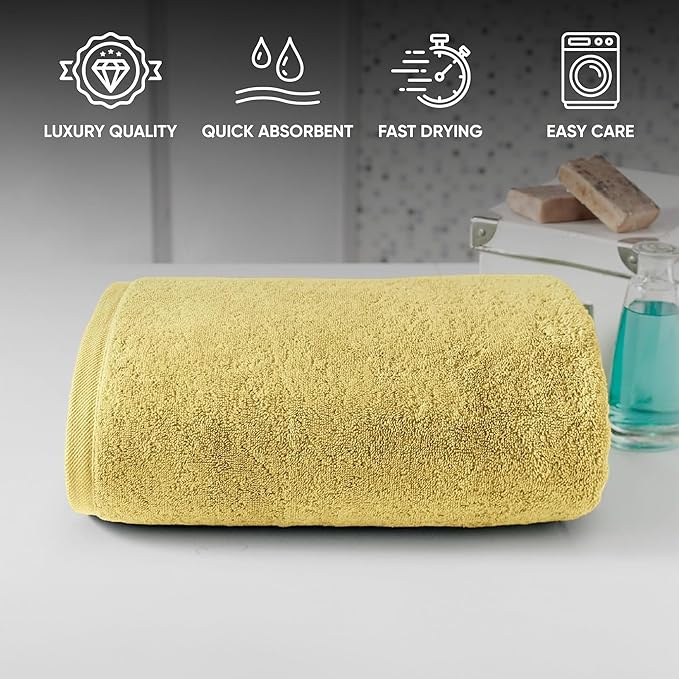 Classic Turkish Towels CTT - Premium Turkish Jumbo Bath Sheet, 100% Turkish Cotton, Absorbent & Ultra Comfy Bath Towel Sheets for Hotel & Spa | 40"x80" (Primrose Yellow)