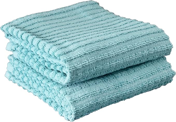 Ritz Royale Collection 100% Combed Terry Cotton, Highly Absorbent, Oversized Kitchen Towel Set, 28" x 18", 2-Pack, Solid, Dew