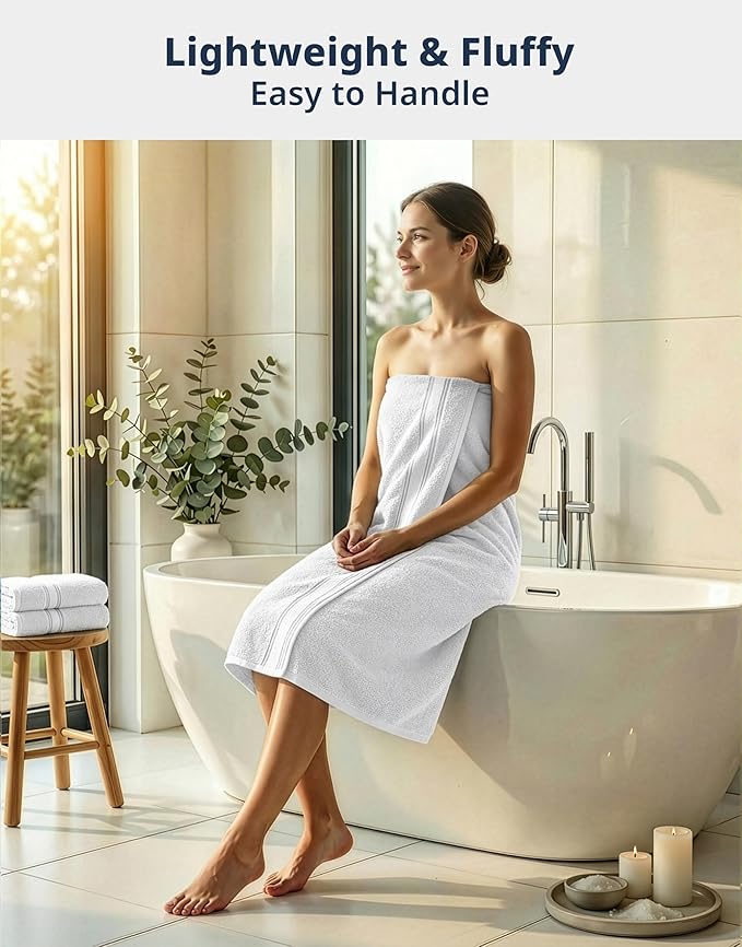 LANE LINEN 100% Mercerized Cotton Bath Towels Set of 12 – Zero Twist, 4 Bath, 4 Hand Towel & 4 Washcloths, Soft, Ideal for Spa Hotel & Home, Durable After Multiple Washes – White Towels