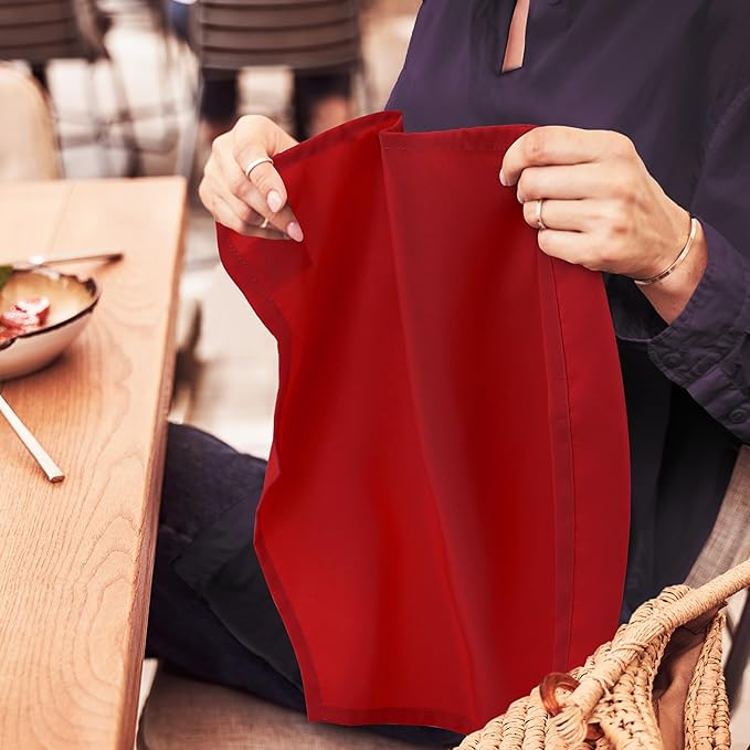 Utopia Home [24 Pack, Red] Cloth Napkins 17x17 Inches, 100% Polyester Hemmed Edges, Washable and Reusable Ideal for Parties, Weddings and Dinners
