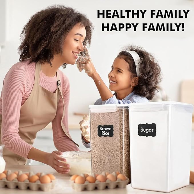 WHITE FEATHER SUPPLIES 2 PC [6.5L / 220 Oz] Large Food Storage Containers with Lids Airtight - BPA Free Clear Plastic Kitchen and Pantry Storage Containers, Bulk Storage for Cereal, Flour, Sugar, Rice
