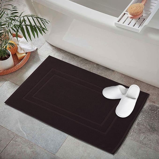 GOLD TEXTILES Premium Chocolate Brown Bath Mat - 2 Pack 22x34 Inches - Not a Bathroom Rug - 100% Ring Spun Cotton - Highly Absorbent & Non Slip Shower Bathroom Floor Mat Towel - Machine Washable