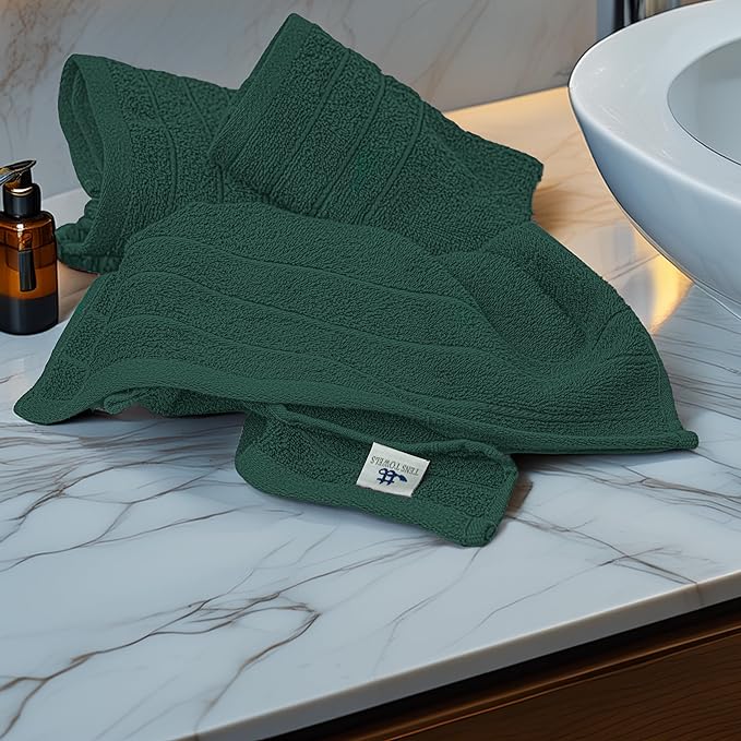 Tens Towels Pack of 6 Hand Towels, 100% Cotton, Lighter Weight, Quick to Dry, 16 x 28 Inches, Super Soft & Absorbent, Perfect for Bathroom & Kitchen (Hunter Green)