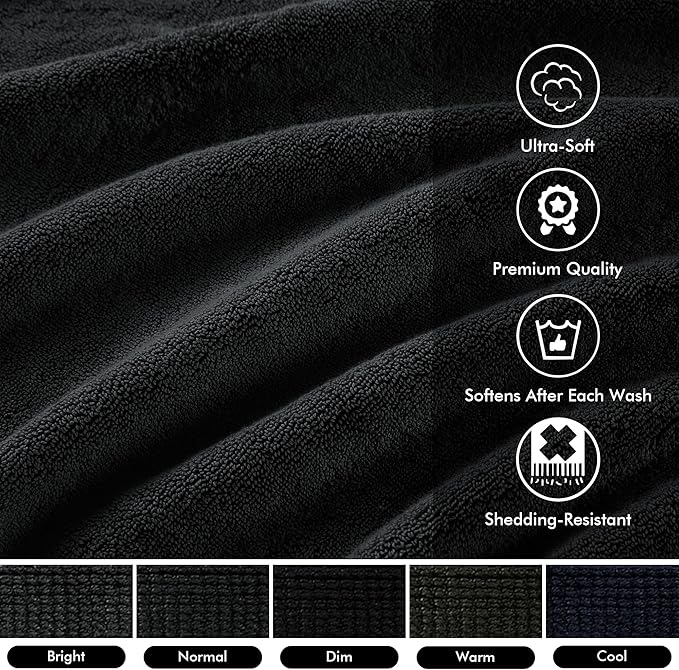 Madison Park 800GSM Bathroom Towel Set of 8 100% Cotton Bath Towel Set for Bathroom Luxurious Highly Absorbent 2 Bath Towels 2 Hand Towels 4 Washcloths Quick Dry Spa Quality Black
