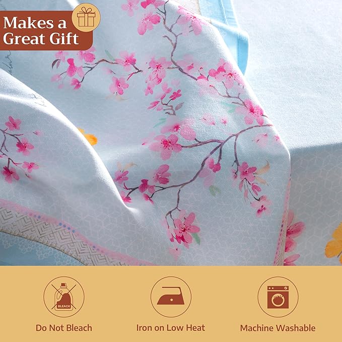Maison d' Hermine Cloth Napkins Set of 4 100% Cotton Everyday Reusable Square Napkins Cloth Washable Dinner Wedding Restaurant Gifts for Mothers Day Spring/Summer (Blossoms in Spring, 20" x 20")