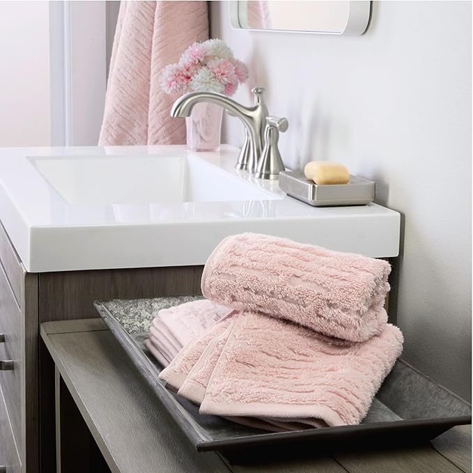 SKL Home CloudSoft 100% Cotton Luxury 2-Piece Hand Towel Set, 600 GSM, Ultra Plush & Absorbent, Blush Pink