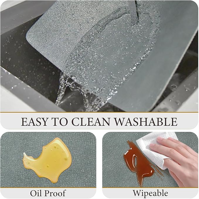 Vinyl Placemats Set of 6-12x17 Inch - Heat Resistant Washable Place Mats Waterproof Non-Slip Wipeable Table Mats for Dining Table Decor, Indoor/Outdoor Plastic Mat