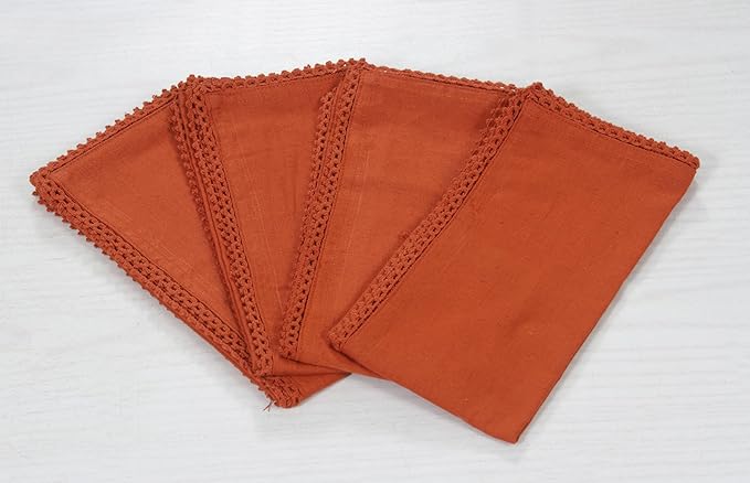 ACCENTHOME Rust Cloth Napkins Set of 6 18x18 inch Cotton Dinner Napkins - Washable Soft Premium Hotel Quality Reusable Napkins Perfect Table Napkins for Family Dinners, Weddings & Everyday Use