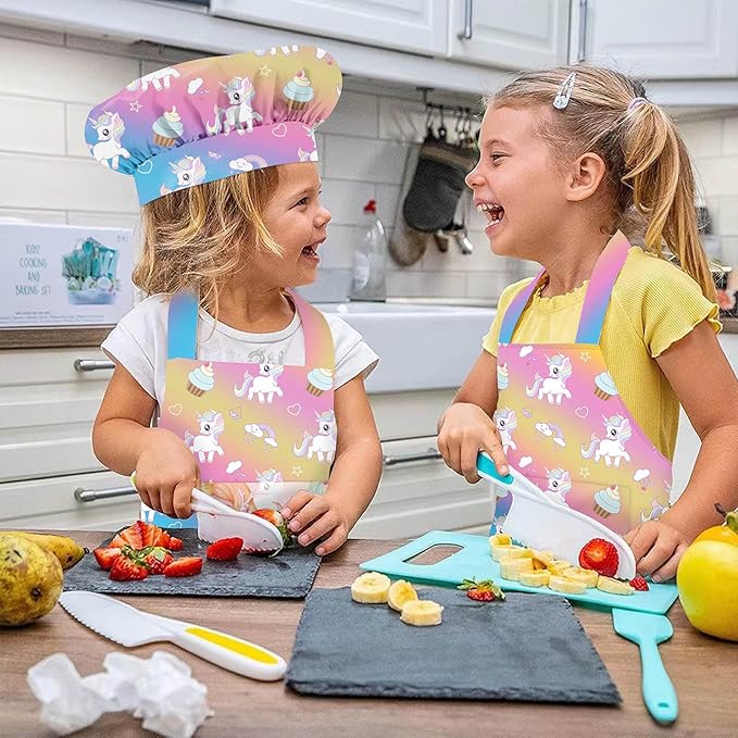 Kids Aprons for Girls Toddler Aprons with Pockets for Kids Cooking Baking Painting Crafting Art Gardening Adjustable