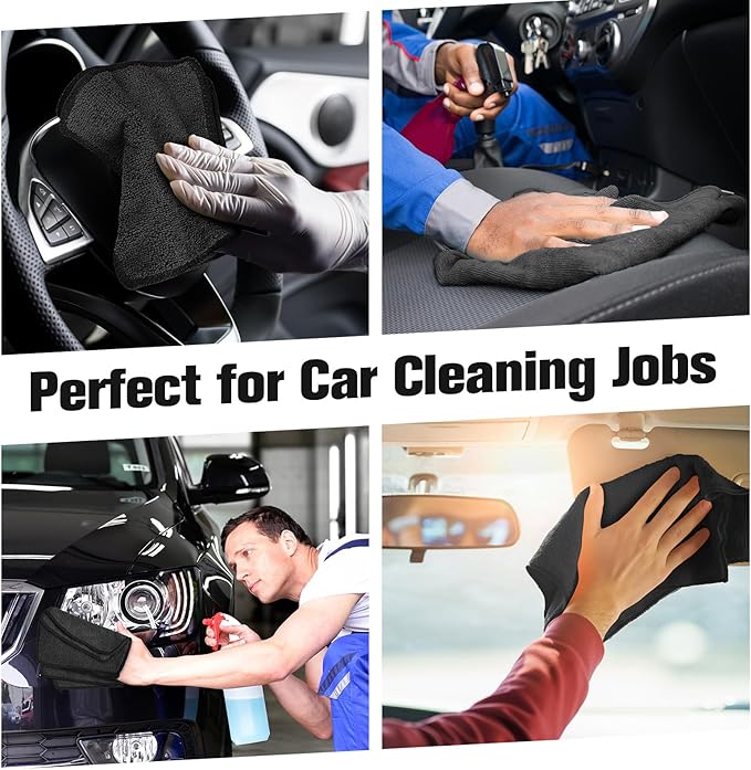 Tanlade Cleaning Cloth Dry Erase Cloth Cleaning Rags Reasonable Kitchen Towels Microfiber Towels Cars Wash(6 x 6 Inch,Black,50 Pcs)
