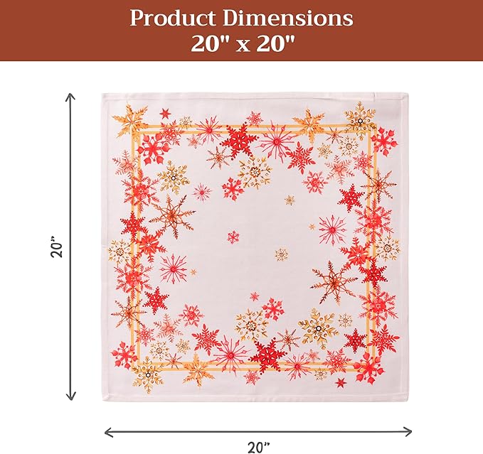 Maison d' Hermine Cloth Napkins Set of 4 100% Cotton for Thanksgiving Christmas Decorations Everyday Reusable Square Fall Napkins Cloth Washable Dinner Party (Crystal Star, 20"x20")