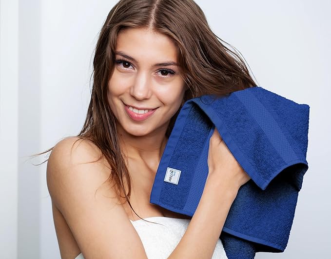 Avalon Towels Luxury Hand Towels Size 16x28 Inches Pack of 6 - Premium Cotton, Soft and Highly Absorbent Hand Towels for Bathroom, 600 GSM Face Towels, Hotel & Spa Quality, Quick Dry (Royal Blue)