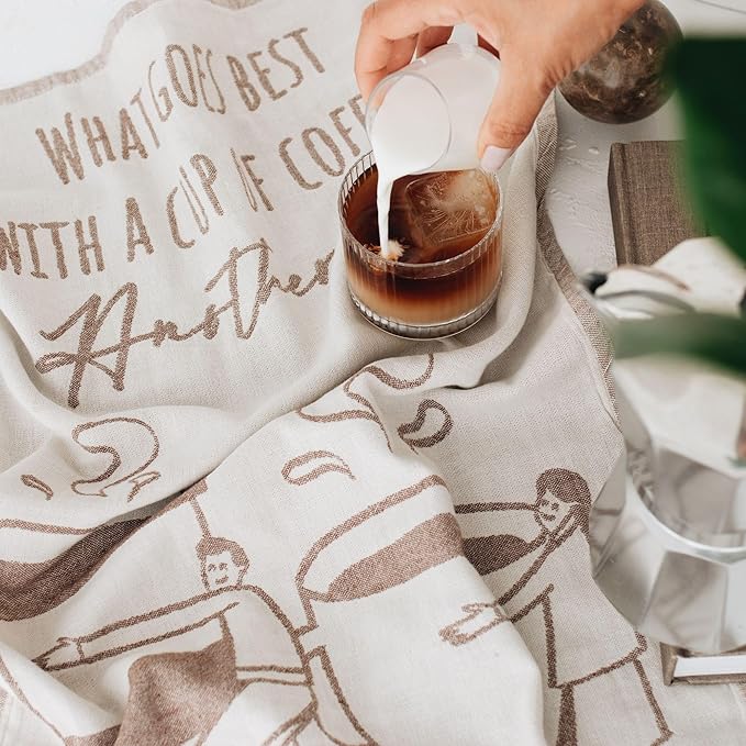 sea me at home Coffee Themed Funny Dish Towels for Kitchen Drying, 100% Cotton Kitchen Tea Towel Set of 4, Housewarming Birthday Gift for Coffee Lovers (Coffee Lovers)