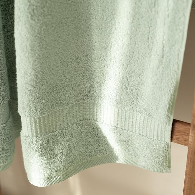 SALBAKOS 100% Turkish Cotton Bath Towels | 4 Piece Turkish Bath Towels 27x54 in Standard Size | Premium Hotel Quality, Super Absorbent, Thick & Plush Turkish Bath Towel (Seafoam Green, 4 Bath Towels)