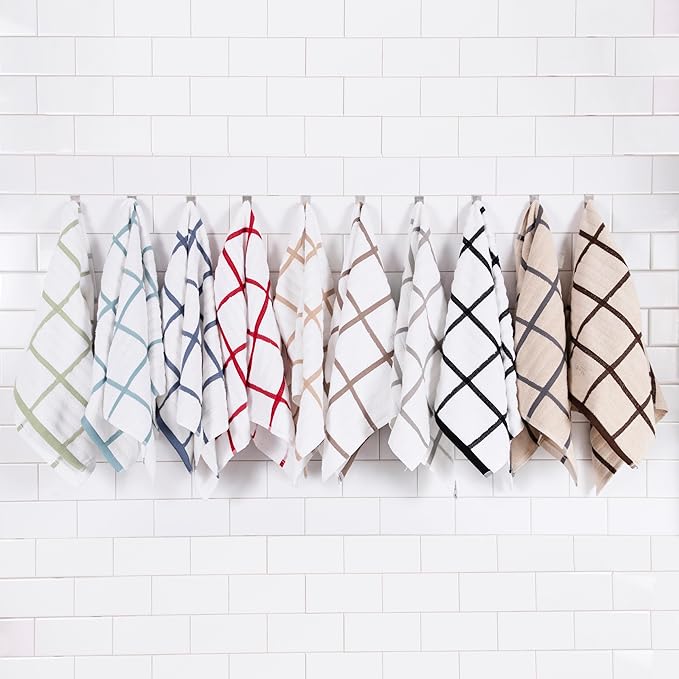 All-Clad Checked Kitchen Towel: Highly Absorbent, Super Soft Long Lasting - 100% Cotton, 17"x30" Tea Towel for Cleaning & Drying Dishes, Pans, Glassware, or Countertops, (1-Pack), Mushroom