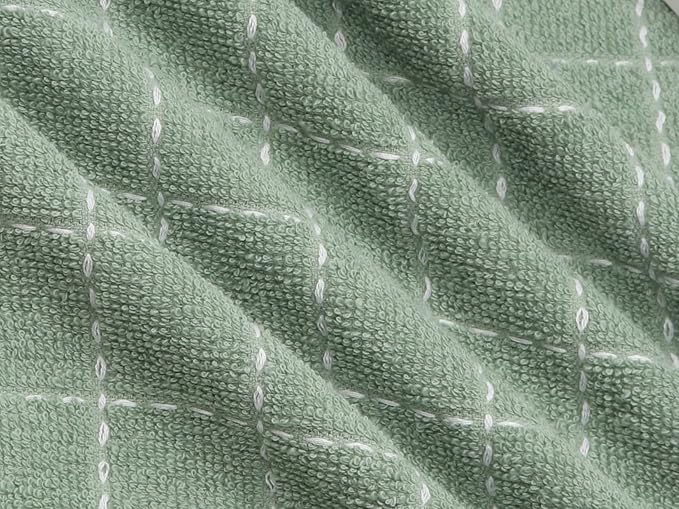 Natural Cotton Dish Cloths Waffle Weave Kitchen Towels,Ultra Absorbent Quick Drying Dish Towels, Soft Comfort Cleaning Cloth Washcloths, Set of 6 (Light Green, 12 x 12 Inches)