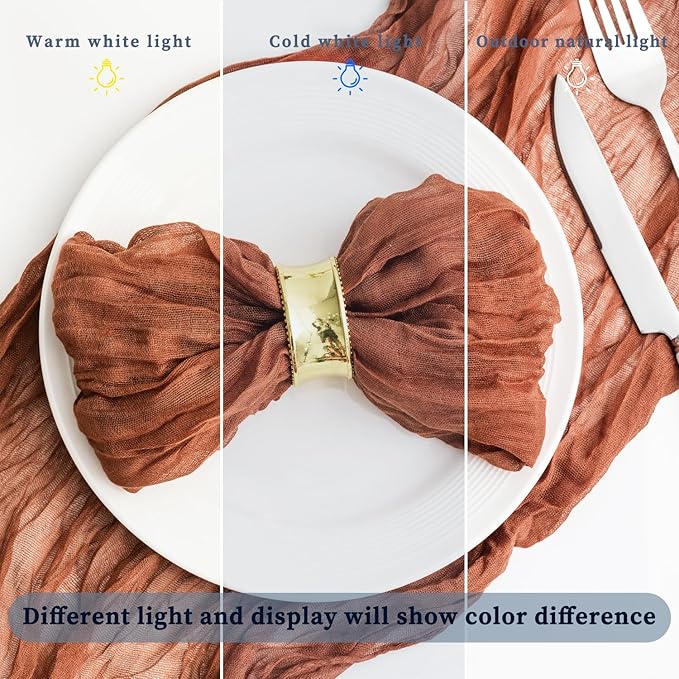 60 Pack Terracotta Cheesecloth Napkins 21x21 Inches Terracotta Cloth Napkins Washable Set of 60 Dinner Table Napkins for Wedding Bridal Baby Shower Rustic Boho Cotton Gauze Summer Party Table Decor