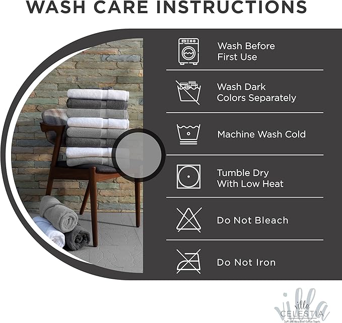 100% Cotton Wash Cloth for face & Body Set of 6, (12 x 12 inches) Sustainable, Soft, Highly Absorbent, Combed Cotton Wash Cloths Pack of 6 for Hotels, Spa, Bathroom, Dorm, Black