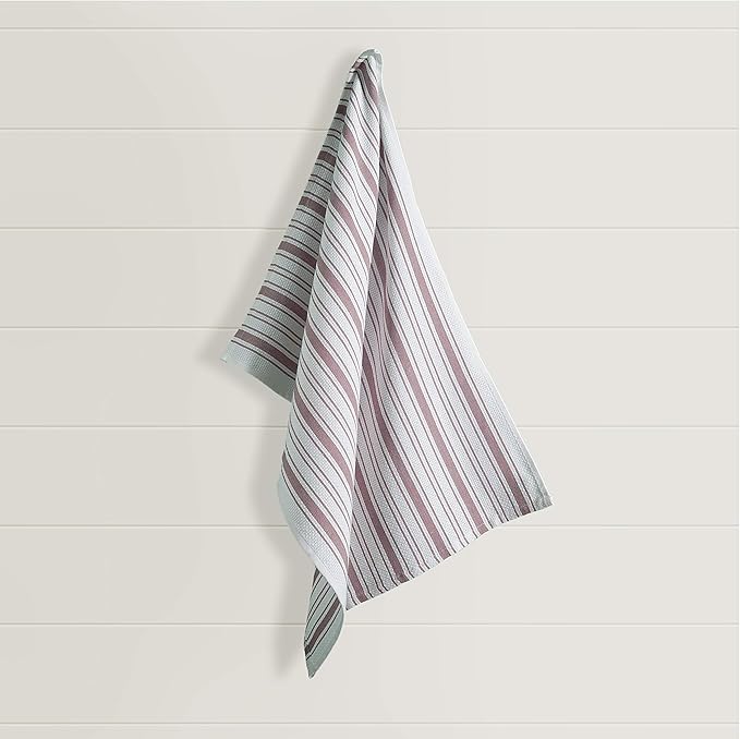 Kitchen Towels Set – Pack of 6 (20’’ x 30’’) Extra Large Premium Cotton Dish Towels for Kitchen – Basket Weave Towels – Absorbent – 100% Cotton – with Hanging Loop – Dark Pink