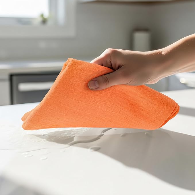 Utopia Kitchen Orange Flour Sack Towels [12 Pack - 28 x 28 Inch] 100% Cotton Tea Towels for Cleaning & Drying - Highly Absorbent Kitchen Dish Cloth