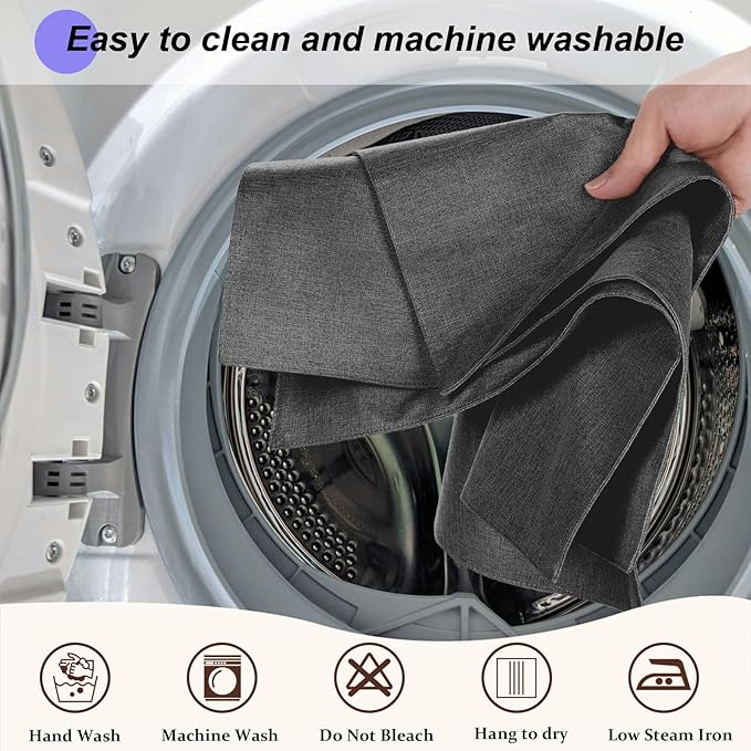 Cloth Placemats Set of 4, Cotton Linen Blend Machine Washable Double Layered Durable Place Mats Heat Resistant Placemats Wrinkle Free Thick Fabric Dining Table Mats (Dark Grey, 4)