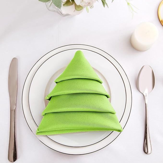 Bailarina Cloth Napkins Set of 120,17x17 inches Dinner Napkins Cloth Washable,Polyester Square Table Cloth Napkin Bulk with Hemmed Edges Ideal for Banquets, Parties and Weddings-Apple Green
