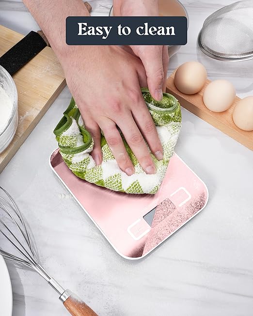 Food Scale, 11lb Digital Kitchen Scale with 6 Units LCD Display and Tare Function,Compact Design for Baking,Healthy Cooking,Meal Prep, 304 Stainless Steel