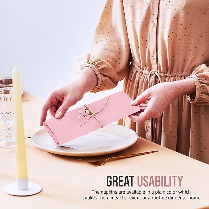 Utopia Home Pink Cloth Napkins (12 Pack, 20x20 Inches), Ideal Dinner Napkins for Party, Wedding and Lunch/Dinner