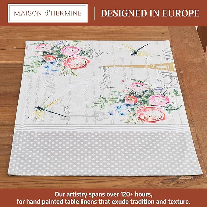 Maison d' Hermine Placemats Set of 2 100% Cotton Washable Cloth Place Mats Reusable Table Mats for Kitchen Dining Party Wedding Gifts for Mothers Day Spring/Summer (Champ De Mars, 13" x 19")