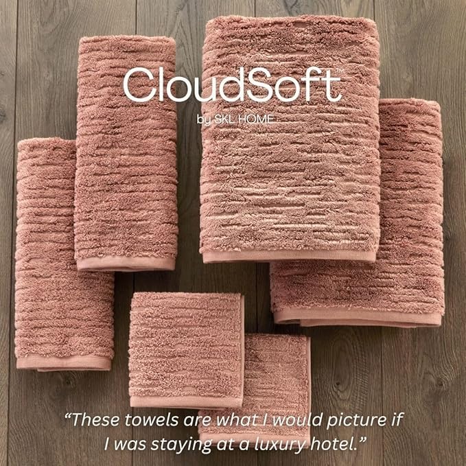 SKL Home CloudSoft Cotton Luxury 4-Piece Washcloth Set, Clay