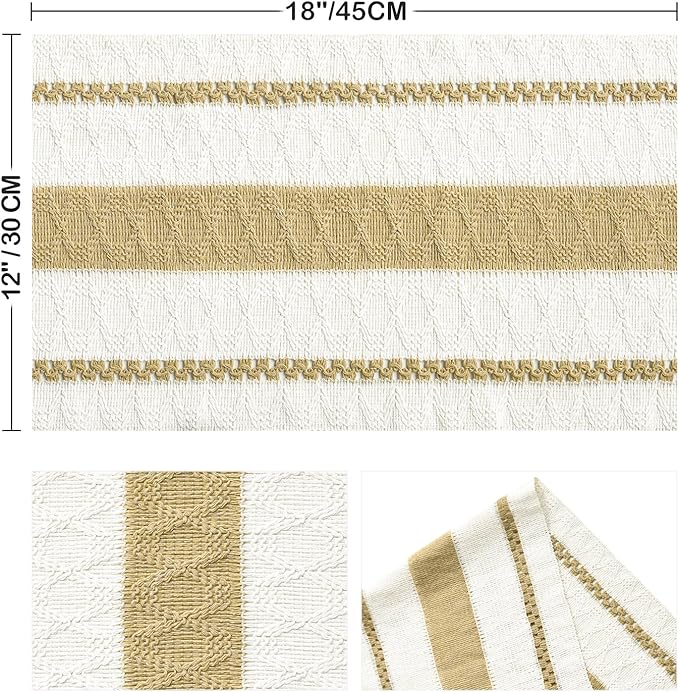 Artoid Mode Burlap Brown Farmhouse Woven Rustic Placemats Set of 6,12x18 Inch Seasonal Holiday Hollow Table Mats Party Kitchen Dining Decoration
