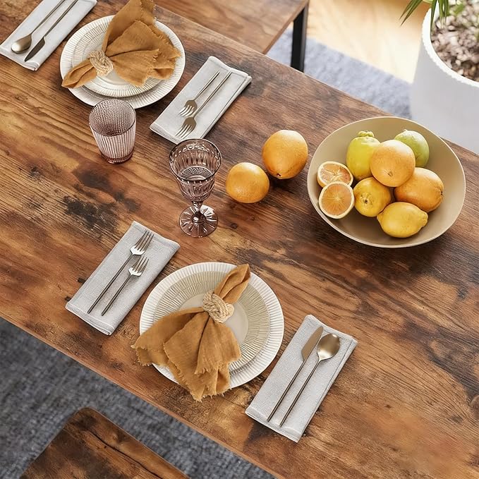 Cotton Blend Fringe Cloth Napkins - Crinkle Gauze Dinner Napkins, Reusable & Washable Table Napkins, 17" x 17" (43 x 43 cm), Multiple Colors, 12/24/48/100 Pack (12, Yellow)