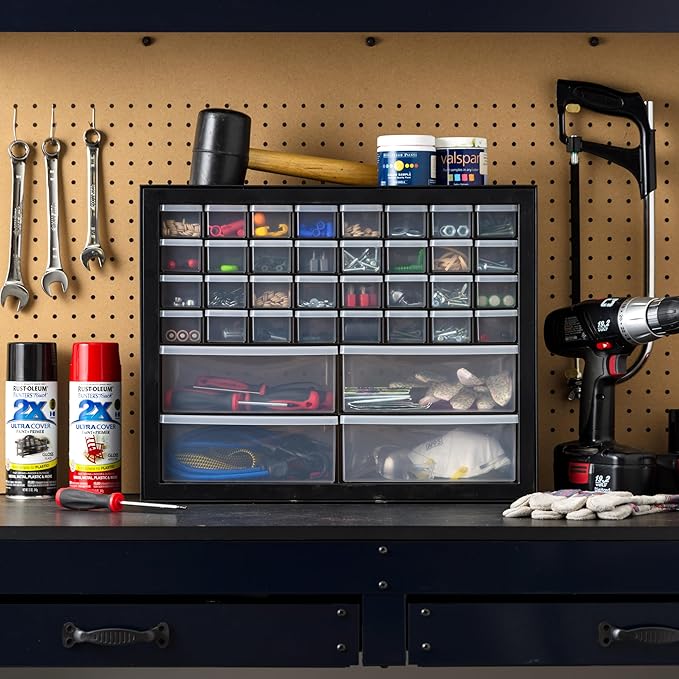 IRIS USA Small Parts Storage Cabinet, Made in USA, 36-Drawer Organizer for Hardware, Electronics, Screws, Nuts & Bolts, Beads, Craft Supplies, Teacher Toolbox, Garage & Workshop Storage – Black