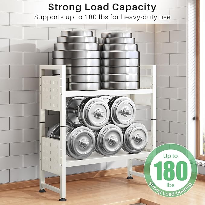 Microwave Stand, 3-Tier Expandable(17.4"-27.4") Microwave Oven Rack, Heavy Duty Adjustable Shelf with 9 hooks, Kitchen Organizer Storage Shelves for Pantry, Countertop, Coffee Bar, Office, Dorm, White