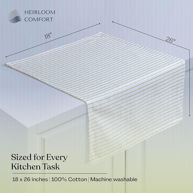 Multi Colors Kitchen Towels 3 Pack, 100% Cotton, Classic Striped Towel Set, Super Absorbent & Durable Dishcloths, Quick Drying for Drying Dishes - Turquiose Blue, Green, Lavender