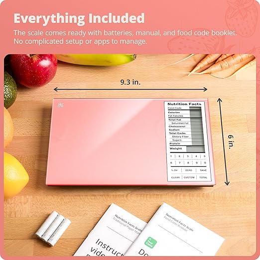 Greater Goods Digital Nutrition Scale – Accurate Macro and Calorie Tracking for Meal Prep, Weight Loss, and Healthy Eating | 2,000 Built-in Foods, Intuitive Nutrition Label Display, 11lb Cap, Pink