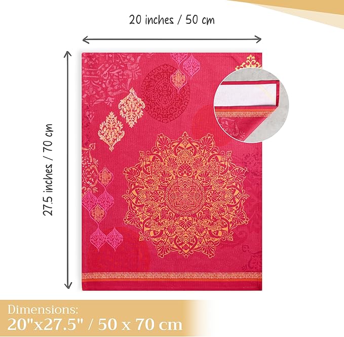 Maison d' Hermine Kitchen Towels Set of 3 100% Cotton 20" x 27.5" Reusable Cloth Tea Dish Towels Absorbent with Hanging Loop for Kitchen Dining Thanksgiving Christmas Decorations (Versailles)
