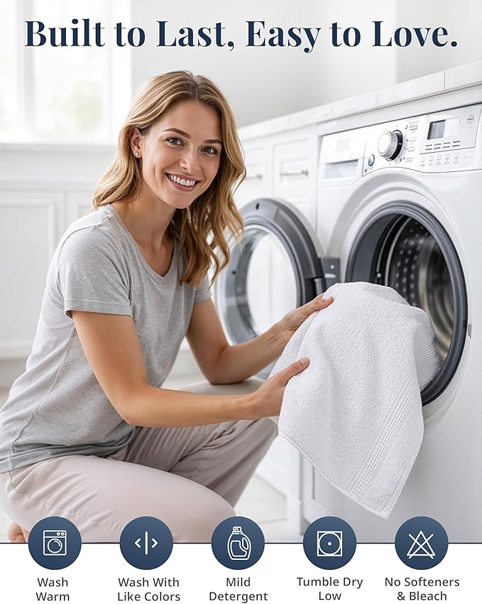 White Hand Towels for Bathroom - Pack of 6 (16"x28") 100% Cotton Hand & Face Towels - Soft, Durable, Quick Dry & Highly Absorbent, Fingertip Towel for Bathroom - Great for Gym, Salon, Spa & Family Use