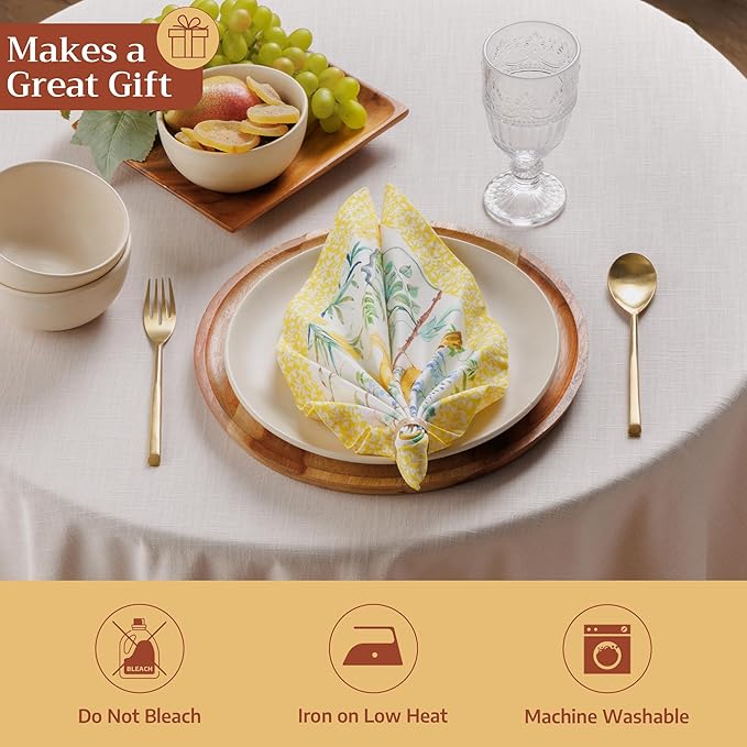 Maison d' Hermine Cloth Napkins Set of 4 100% Cotton Everyday Reusable Square Napkins Cloth Washable Dinner Party Wedding Restaurant Gifts for Mothers Day Spring/Summer (Sitelle, 18" x 18")