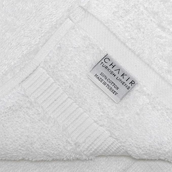 Chakir Turkish Linens 100% Cotton Premium Turkish Towels for Bathroom | 13'' x 13'' (6-Piece Washcloth, White)