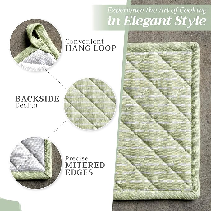 Maison d' Hermine Pot Holders 100% Cotton Heat Resistant Potholders 8" x 8" Hot Pads with Loop BBQ Cooking Baking Gifts for Mothers Day Handling Hot Pans Spring/Summer(Pack of 2, Paradise Island)