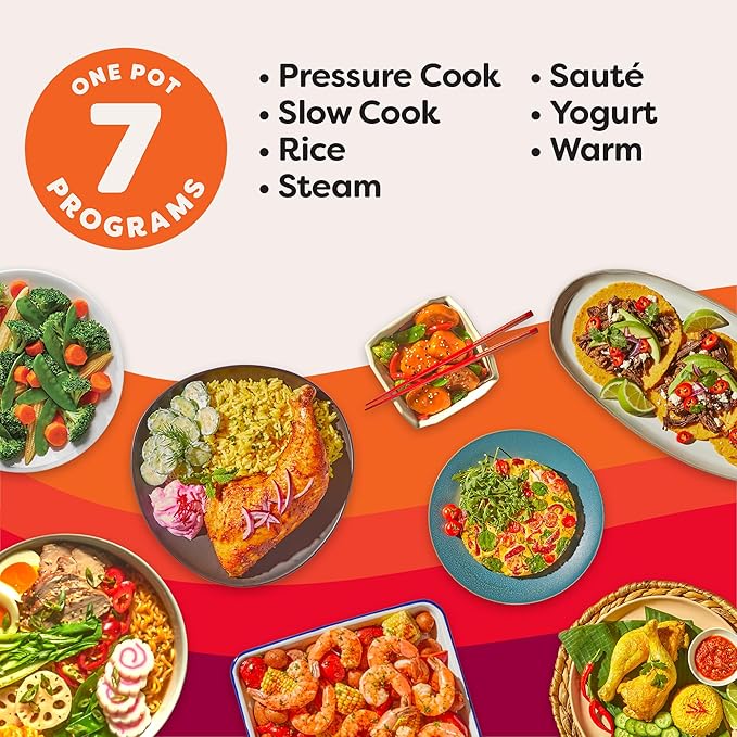 Instant Pot 6QT RIO 7-in-1 Multi-Cooker, Pressure Cooker, Slow cook, Sauté, Steam, Rice Maker, Yogurt, & Warmer, Black, 6 Quarts