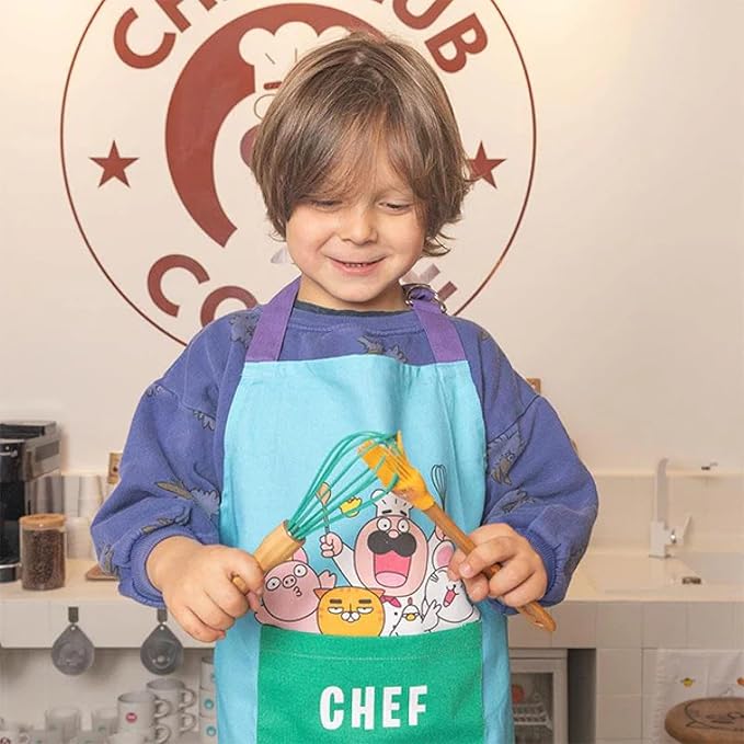 Chefclub Kids Montessori Cooking 5-Piece Utensils Set Heat Resistant Non Stick Silicone for Kids & Beginner Kitchen & Cookware Gadgets - Mixing, Whisking, Baking, Brushing