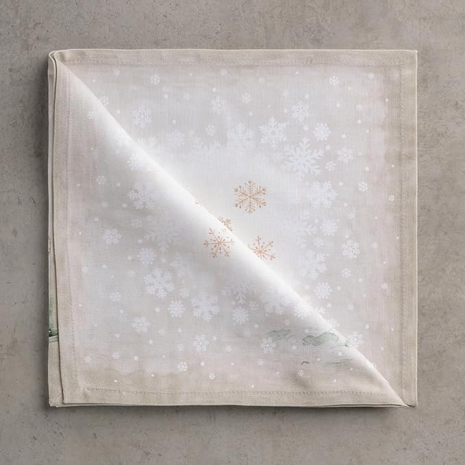 Maison d' Hermine Cloth Napkins Set of 4 100% Cotton for Thanksgiving Christmas Decorations Everyday Reusable Square Fall Napkins Cloth Washable Dinner Party (Deer in The Woods, 20"x20")