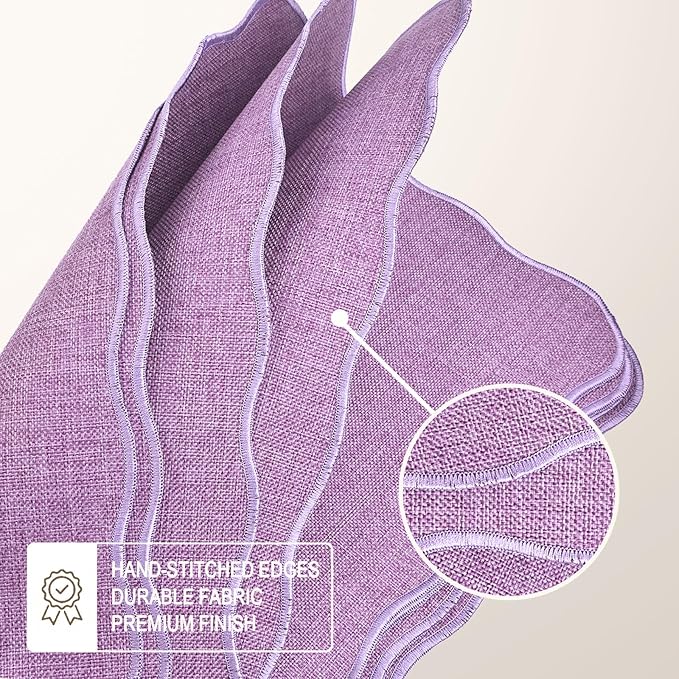 AHHFSMEI Faux Linen Placemats Set of 6 Heat Resistant Non-Slip Stain Proof Table Mats for Kitchen Dining Elegant Decor Place Mats (Purple)