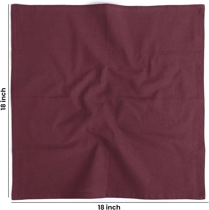 NATURALCRAFT Cloth Napkins Set of 12 Cotton Linen 18x18 Inch - Soft Durable Easter Washable - Ideal for Hotel Farmhouse Party Spring Summer Easter - Perfect Everyday Use (Wine, Pack of 12)