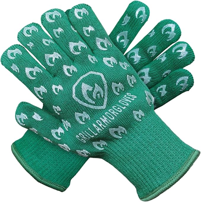 Grill Armor Oven Gloves with Fingers – 932°F Heat, Fire & Cut Resistant Mitts for BBQ, Grill, Cooking, Grilling, Baking, Smoker & Fire Pit